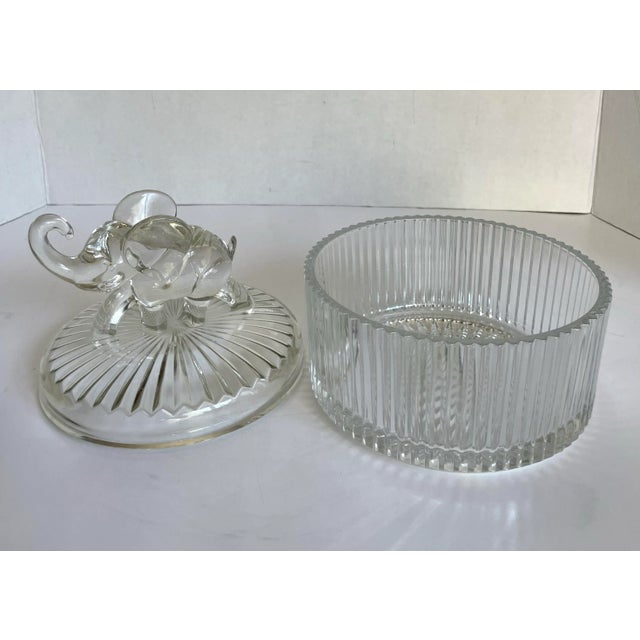 Glass 1920's Jeanette Glass Elephant Lidded Powder Candy Dish For Sale - Image 7 of 7