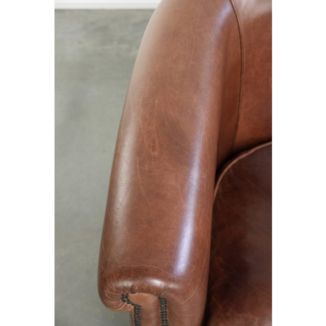 Animal Skin English-Style Club Chair in Cowhide Leather For Sale - Image 7 of 12