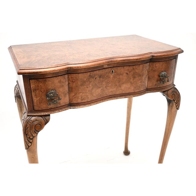 Wood Antique Burr Walnut Side Table, 1930s For Sale - Image 7 of 10