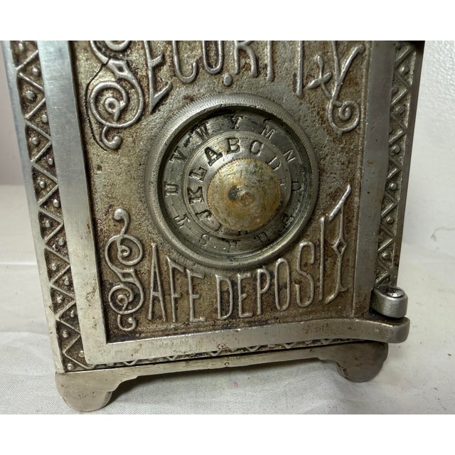 Antique 19th Century Ornate Cast Iron Security Safe Deposit Lockable Still Bank For Sale In New York - Image 6 of 12