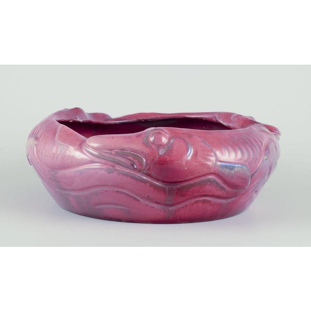 Ceramic Bowl with Fish in Relief by Karl Hansen Reistrup for Kähler, 1890s For Sale - Image 4 of 9