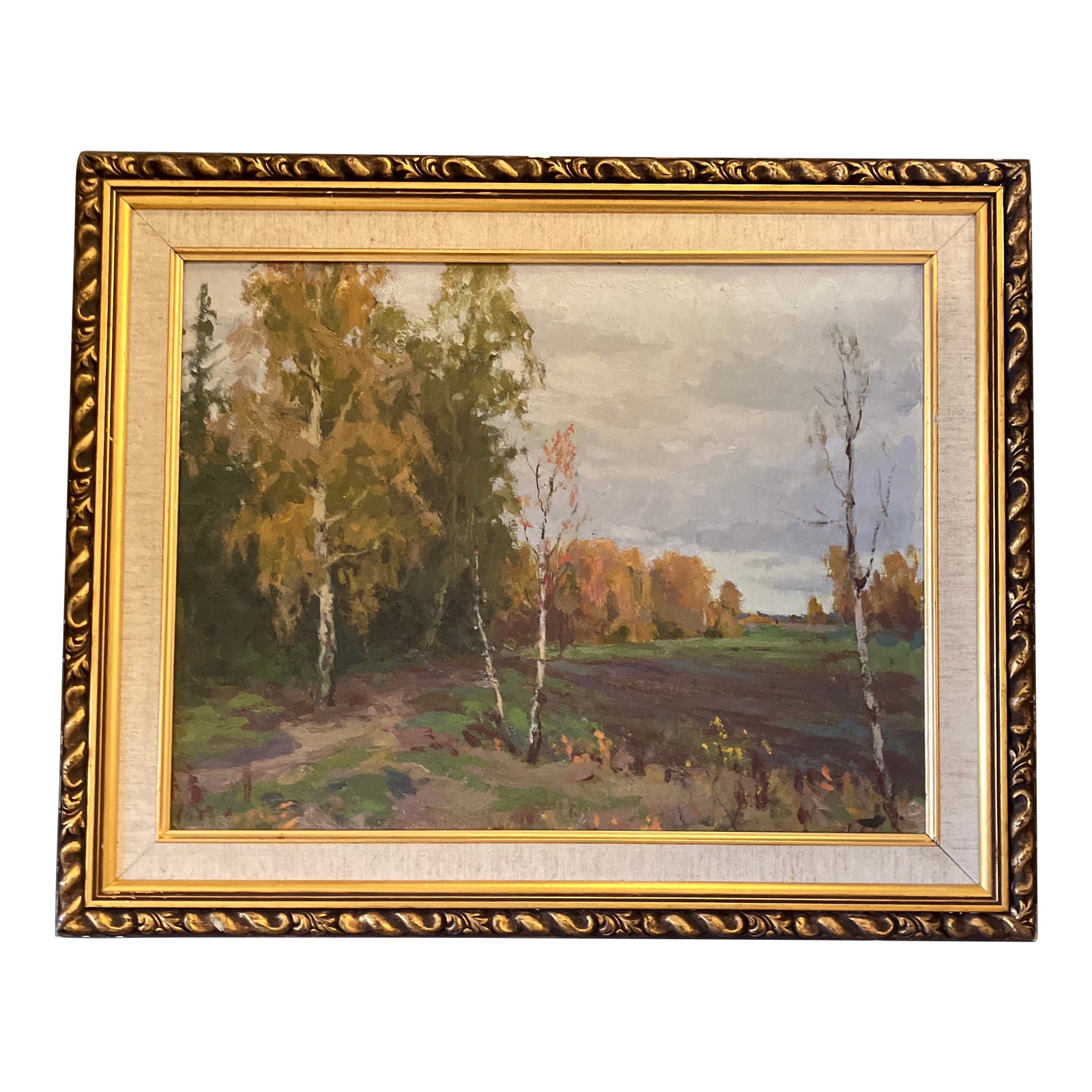 1980’s Original Impressionist Fall Landscape Painting Vintage Frame ...