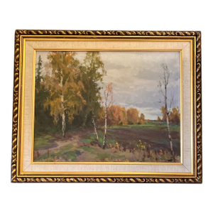 1980’s Original Impressionist Fall Landscape Painting Vintage Frame