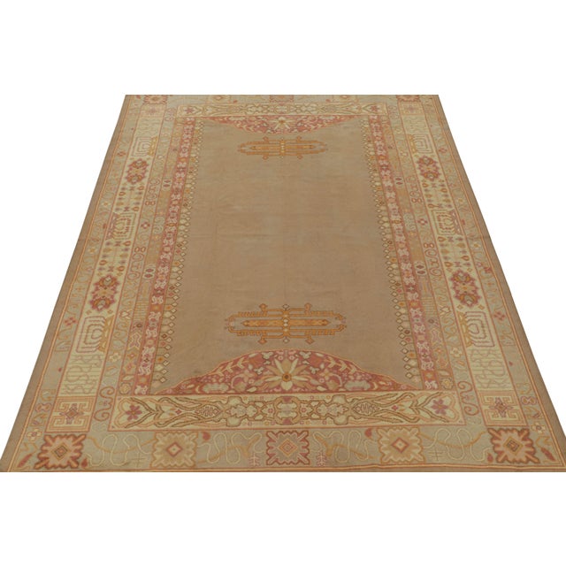 Traditional 1910s Antique Rug in Beige-Brown With Open Field & Geometric Borders, From Rug & Kilim For Sale - Image 3 of 7