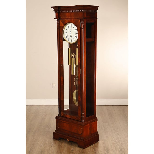 High Quality American Made Grandfather Clock By Sligh Furniture, Model 0943. Constructed In Mahogany With Glass Door Case,...