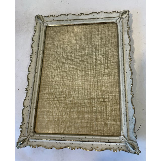 Vintage White and Gold Metal Picture Frame For Sale - Image 4 of 6