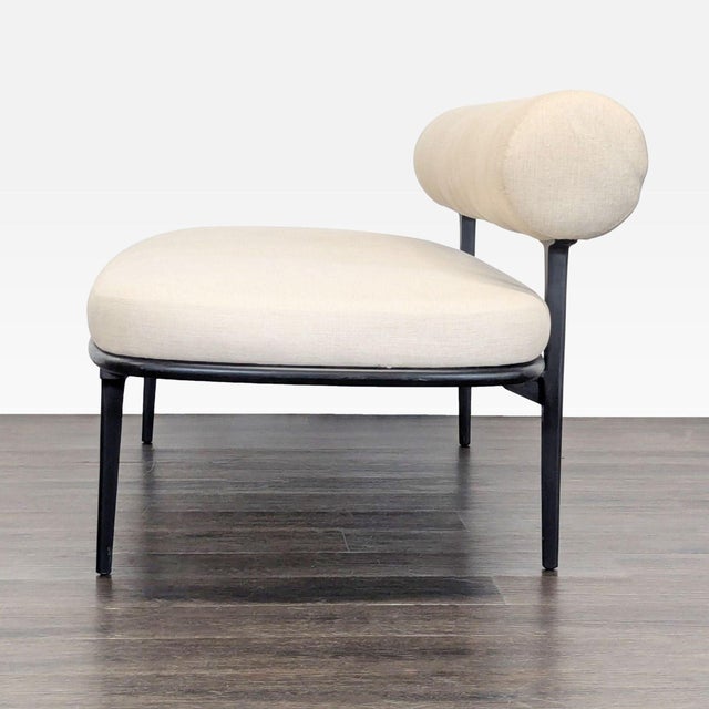 CB2 Cb2 Vita Modern Cream Upholstered Sofa With Black Metal Legs For Sale - Image 4 of 9