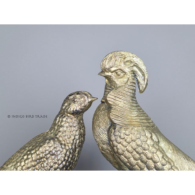 Shabby Chic 15" Pair of Antique French Silverplated Spelter Pheasant Sculptures For Sale - Image 3 of 10