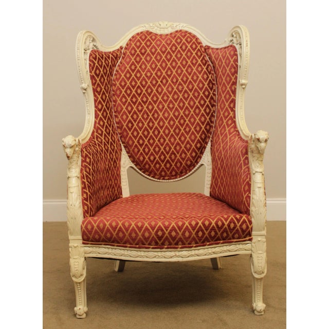 1920's French Louis XV Style Vintage Eagle Carved Bergere Wing Chair For Sale In Philadelphia - Image 6 of 13