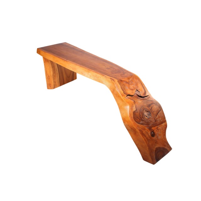 Contemporary Modern One Slab Water Fall Living Edge Console Table 41 For Sale - Image 3 of 7