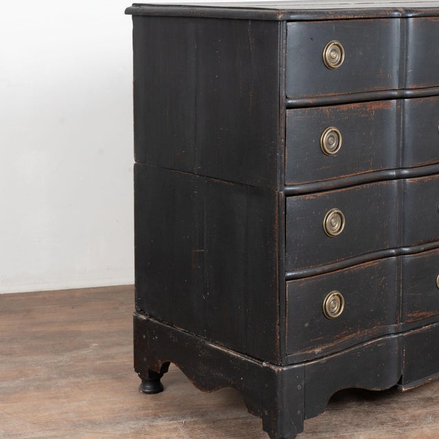 Early 19th Century Black Rococo Large Oak Chest of Four Drawers, Denmark For Sale - Image 10 of 15