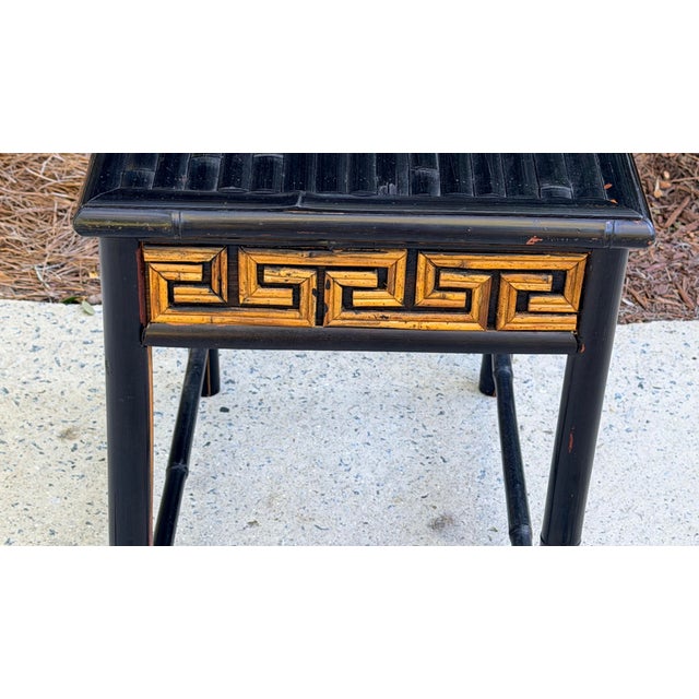 Wood Chinoiserie Ebonized Bamboo Accent Table For Sale - Image 7 of 9