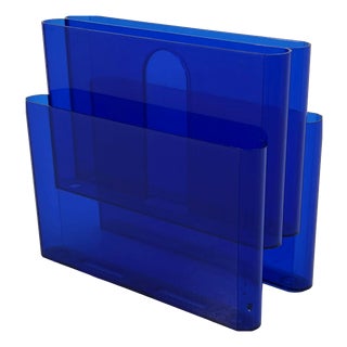 Blue Acrylic Glass Magazine Rack by Giotto Stoppino for Kartell, 1970s For Sale