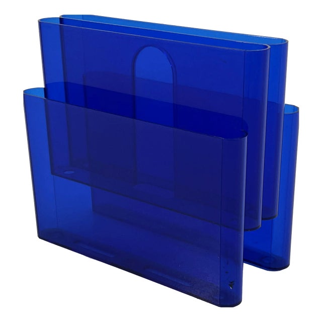 Blue Acrylic Glass Magazine Rack by Giotto Stoppino for Kartell, 1970s For Sale