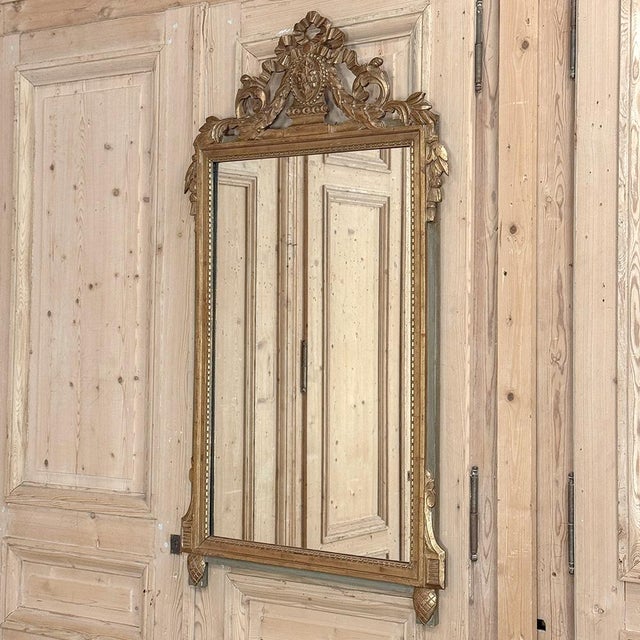 Late 19th Century 19th Century Italian Louis XVI Hand-Carved Giltwood and Painted Mirror For Sale - Image 5 of 18