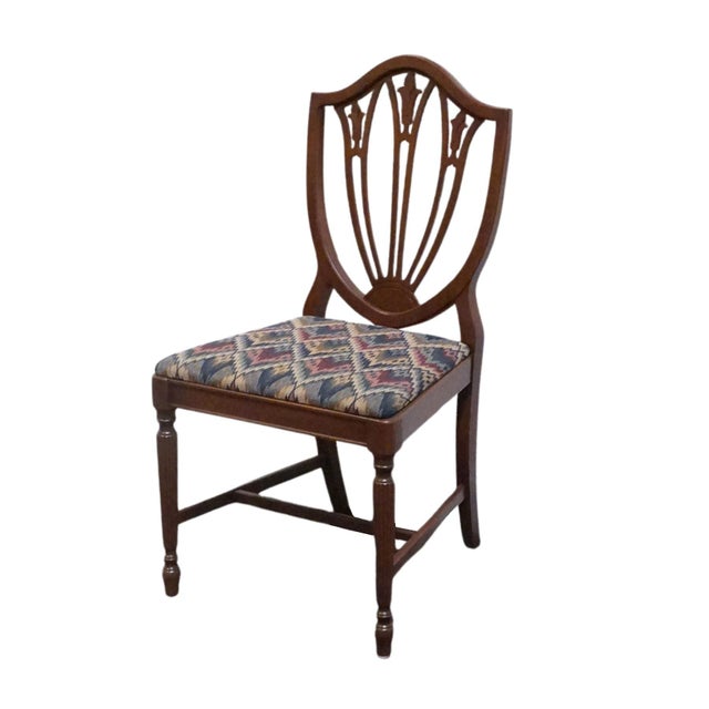 HIGH END VINTAGE Solid Mahogany Traditional Duncan Phyfe / Hepplewhite Style Shield Back Dining Side Chair 37.5" High...