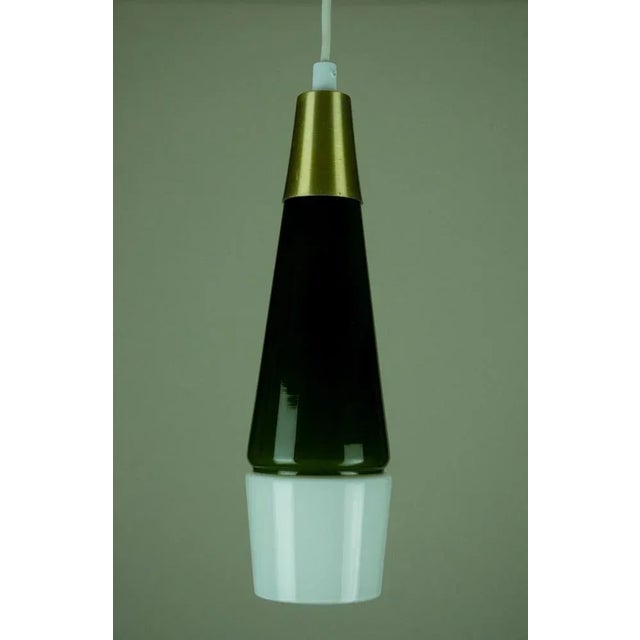 Metal Glass Pendant Lamps by Bent Severin for Bent Nordsted Design / Fyens Glassworks, Denmark, 1961, Set of 2 For Sale - Image 7 of 10