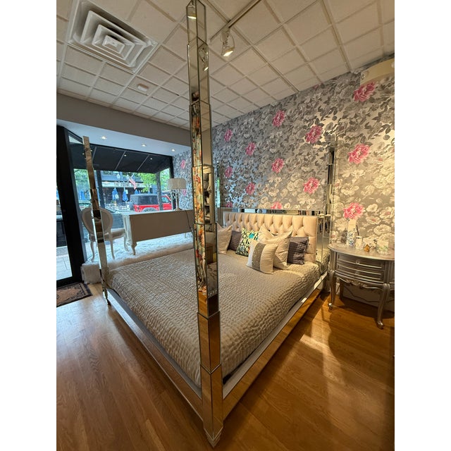 Mirrored Four Poster Bed King For Sale - Image 12 of 12