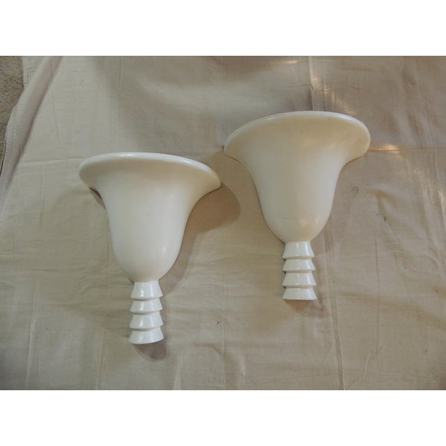 1980s Mid-Century Modern Jean-Michel Frank Style Wall Sconces - Set of 2 For Sale - Image 5 of 8