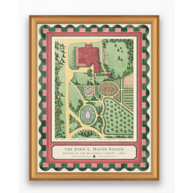Atelier Aria Lumae the Grand Estate Cartography Set of 2 Shore Estate Faux Sculpted Border Fine Art Hge Gallery Board Print 18 X 24 For Sale - Image 12 of 18