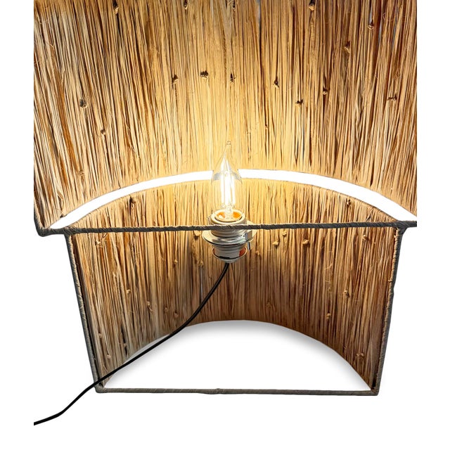 Textile Organic Modern Coastal Natural Grass Tiered Wall Sconce For Sale - Image 7 of 9