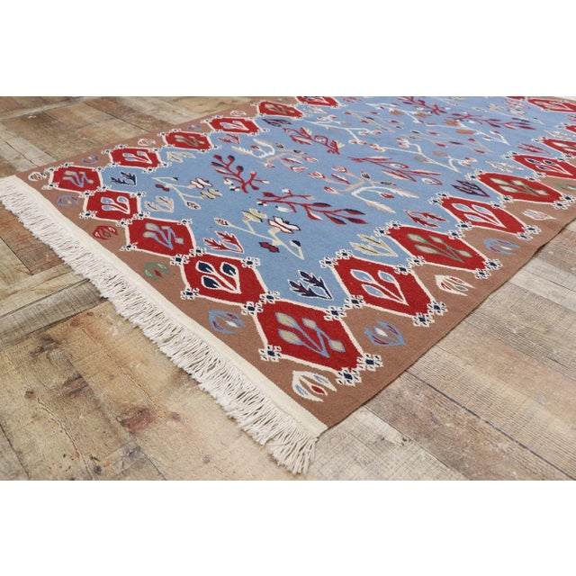 Vintage Oltenian Romanian Kilim Rug, 04'01 X 05'11 For Sale In Dallas - Image 6 of 9