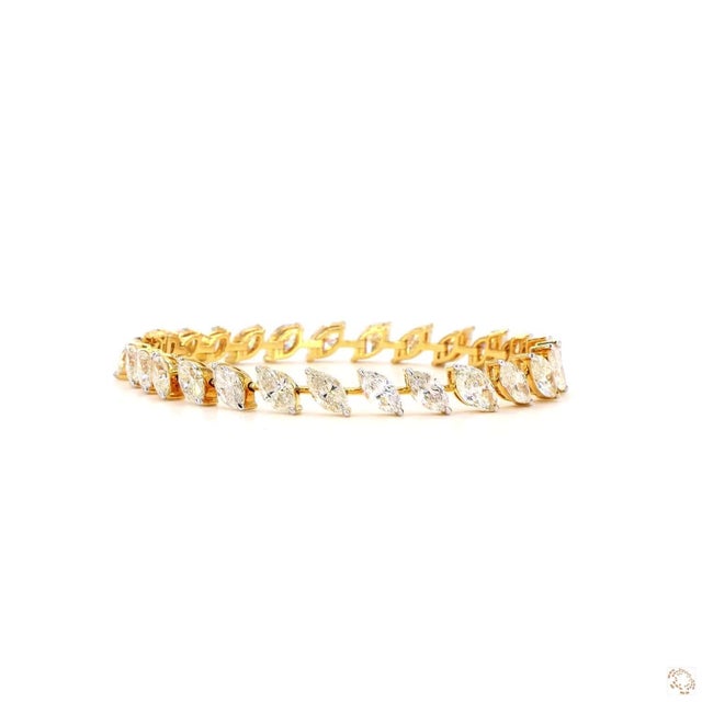 Gold 14 Carat Marquise Cut Diamond Gold Bracelet For Sale - Image 8 of 9