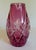 Cranberry Pink Cut-to-Clear Cased Glass Vase For Sale - Image 4 of 6
