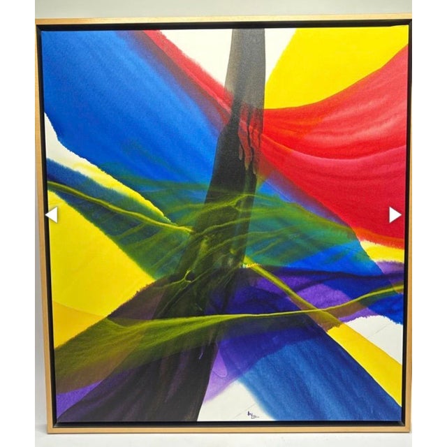 Plastic Mid-Century Modern Large Lillian B. Beranek Abstract Fluid Acrylic Painting - 36'x40' For Sale - Image 7 of 9