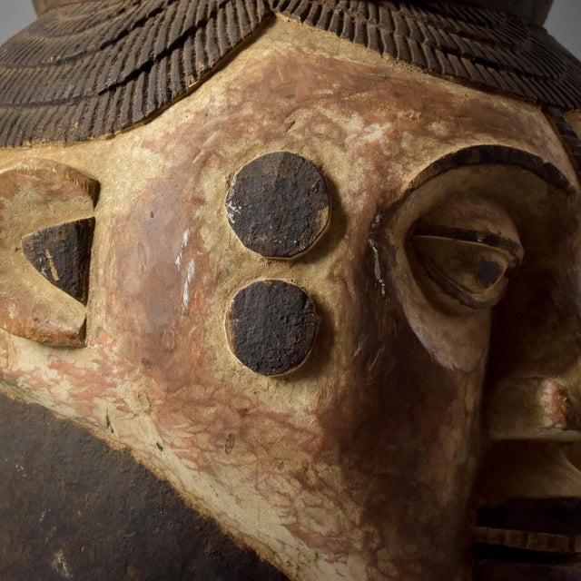 Brown Early 20th Century Igbo Huge Wood Carved Mask Nigeria For Sale - Image 8 of 13