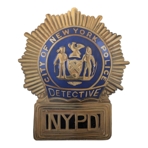 Nypd Blue Signed Detective Badge Wood Sign Over 4.7 Feet Tall Signed by Co-Stars