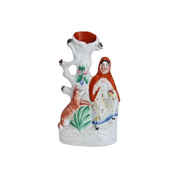 Staffordshire C.1860 English Staffordshire Red Riding Hood For Sale - Image 4 of 4
