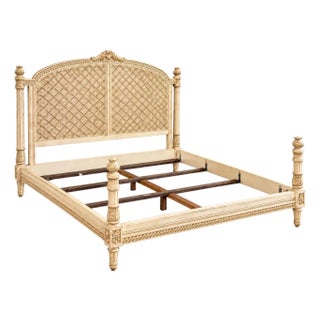 Ej Victor French “Julia Gray” Carved Cane Bed - King Size For Sale
