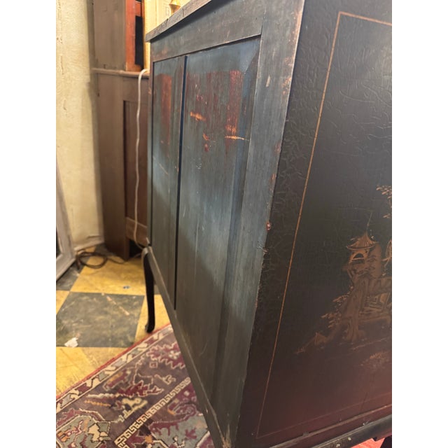 Old Black Distressed Chinoiserie Desk For Sale - Image 11 of 11