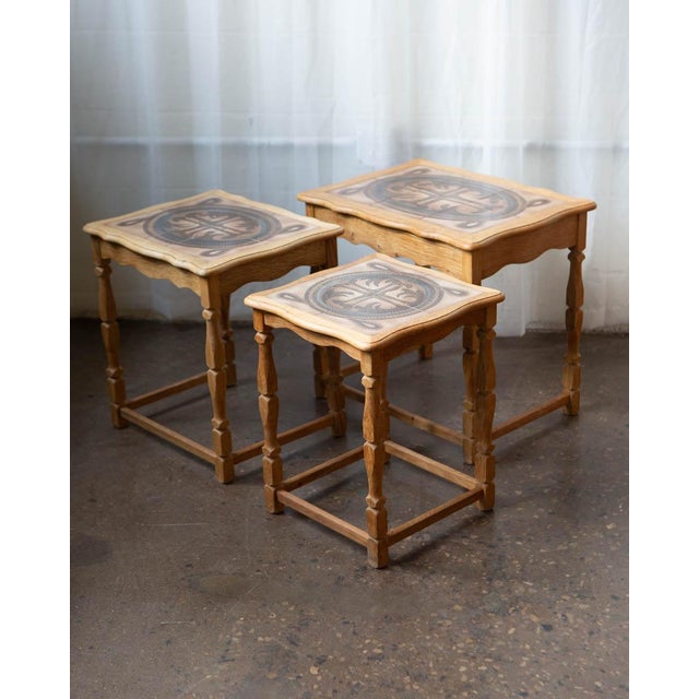 Attributed to Henning Kjærnulf Danish Oak & Tile Nesting Tables for Edmund Pedersen, 1970s For Sale - Image 12 of 12
