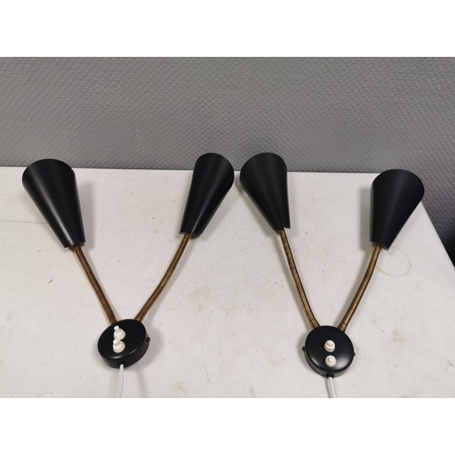 Wall Lamps with Brass Arms, Danish, 1970s, Set of 2 For Sale - Image 3 of 13