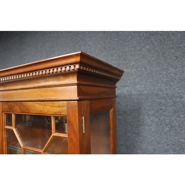 Traditional Stickley Cherry Two-Piece China Cabinet With Glass Doors For Sale - Image 3 of 15