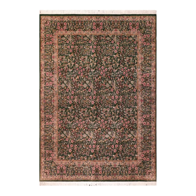 Floral 1990's Pak-Persian Green/Gold Wool Rug - 8'1'' X 10'3'' For Sale