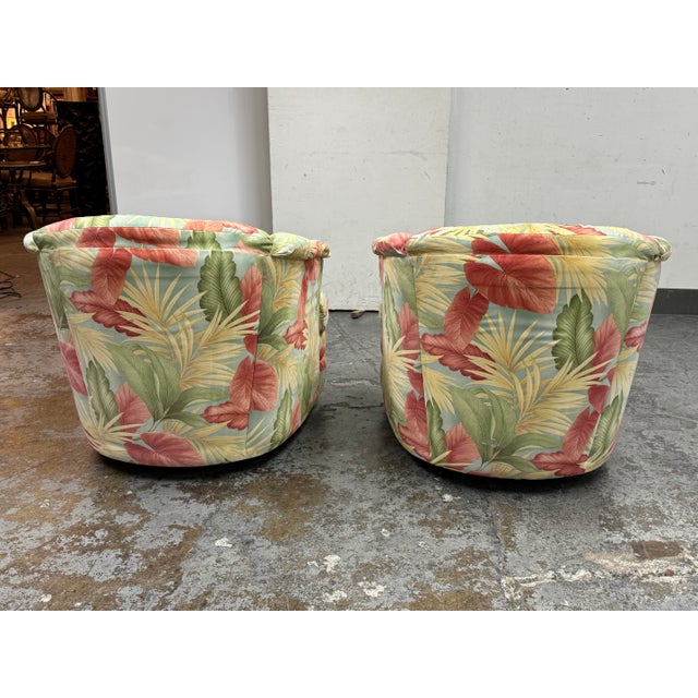 2010s Yum Yum Tree Botanical Print Swivel Chairs, Pair For Sale - Image 5 of 14