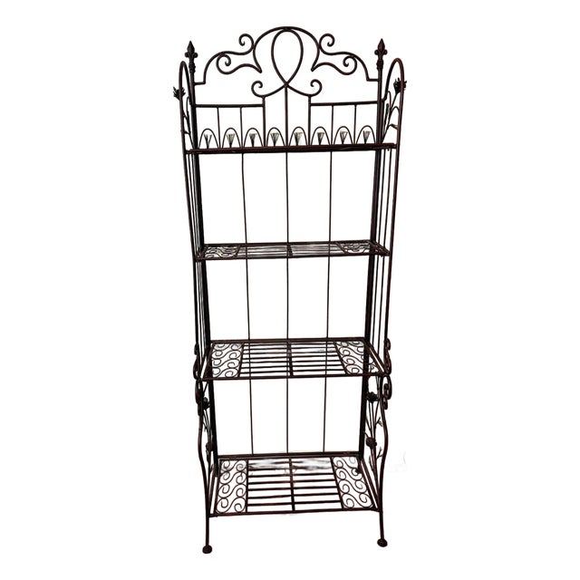 Mid 20th Century Large French Iron Baker's Boulangerie Rack With 4 Shelves For Sale