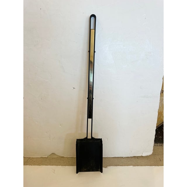 Midcentury Modern Iron and Brass Fireplace Tool Set -Set of 4 For Sale - Image 10 of 12