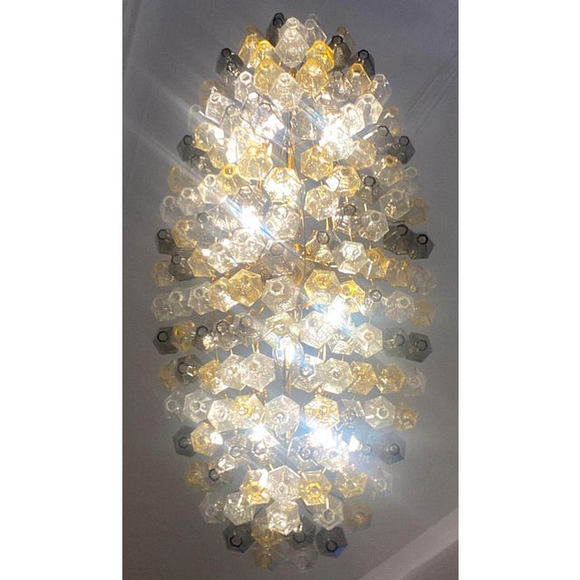 Oval Amber and Grey Poliedri Murano Glass Chandelier or Ceiling Light, 1990s For Sale - Image 14 of 15