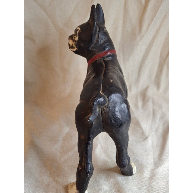 Black Antique National Foundry Cast Iron Boston Terrier Dog Doorstop Left Facing #149 C. 1920s For Sale - Image 8 of 18