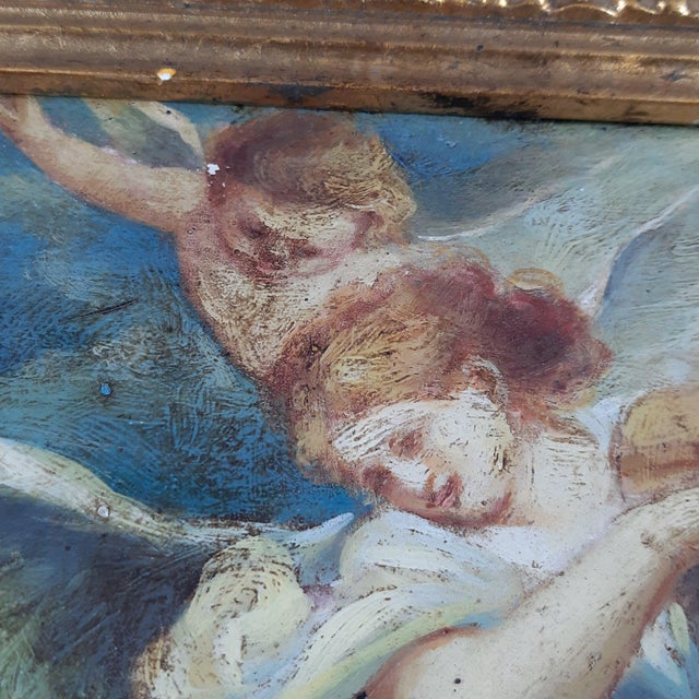 Wood Ecstasy Figures Angels, 1800s, Oil on Panel and Wood, Framed For Sale - Image 7 of 14