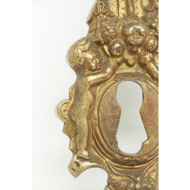 Metal Pair of Highly Ornate Cherubic Figural 9.375 In. Back Plates For Sale - Image 7 of 10
