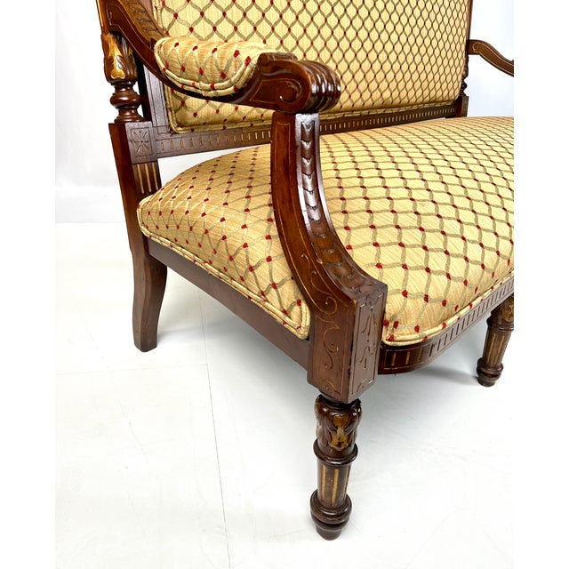 19th-Century Italian Renaissance Revival Carved & Gilt 3-Piece Parlor Suite – Settee & Armchairs For Sale - Image 13 of 18