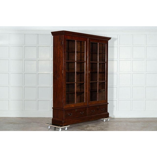 Large 19th English Mahogany Glazed Bookcase, 1880s For Sale - Image 3 of 14
