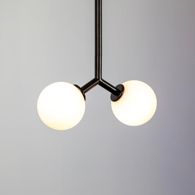 Not Yet Made - Made To Order Y Pendant Mini, Black, 29in H, 3 Inch Glass Globes, by Research.Lighting, Modern, Minimal Hanging Light For Sale - Image 5 of 10