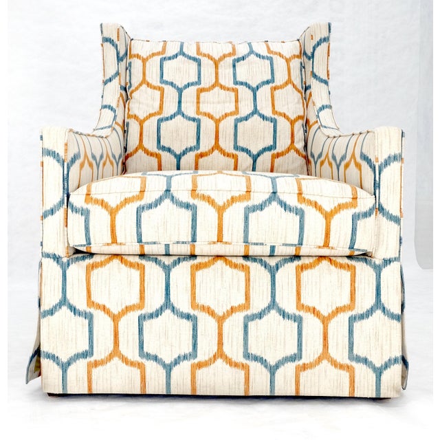 Ivory Mid Century Modern Funky Abstract Upholstery Arm Wing Chair MINT For Sale - Image 8 of 15