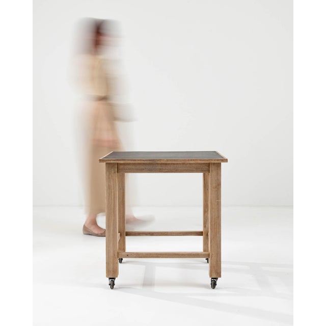 Brown 20th Century Belgian Wooden Side Table on Wheels For Sale - Image 8 of 18